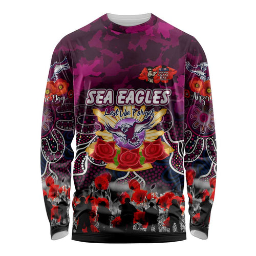 Personalized Sea Eagles ANZAC Day Long Sleeve Shirt Australian Army - Lest We Forget