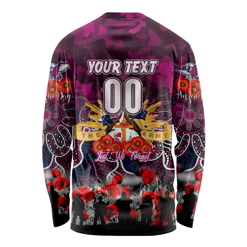 Personalized Sea Eagles ANZAC Day Long Sleeve Shirt Australian Army - Lest We Forget