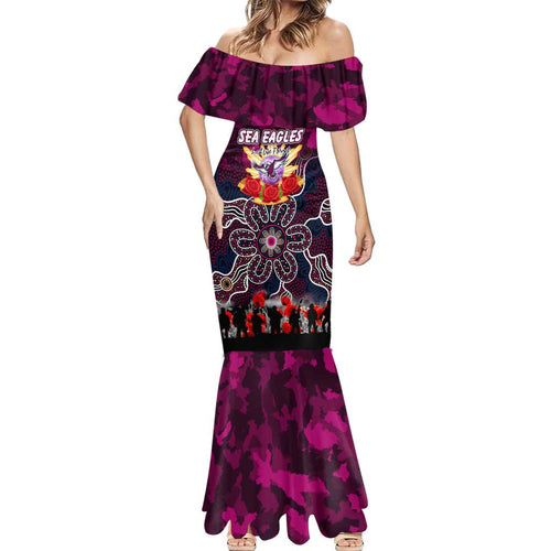 Personalized Sea Eagles ANZAC Day Mermaid Dress Australian Army - Lest We Forget