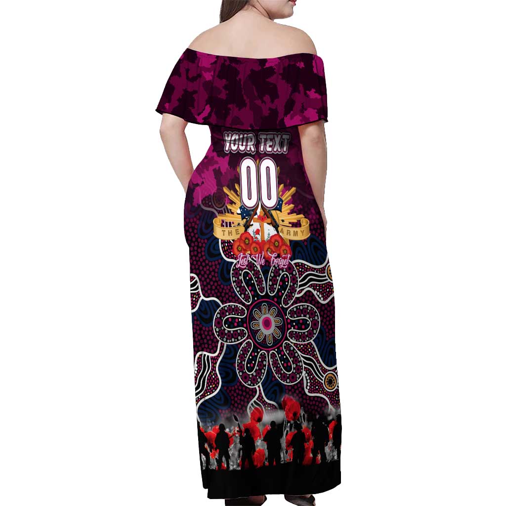 Personalized Sea Eagles ANZAC Day Off Shoulder Maxi Dress Australian Army - Lest We Forget