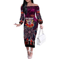 Personalized Sea Eagles ANZAC Day Off The Shoulder Long Sleeve Dress Australian Army - Lest We Forget