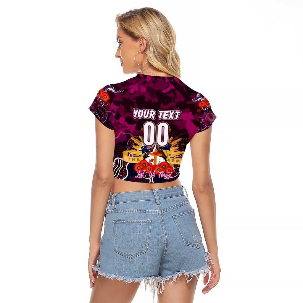 Personalized Sea Eagles ANZAC Day Raglan Cropped T Shirt Australian Army - Lest We Forget
