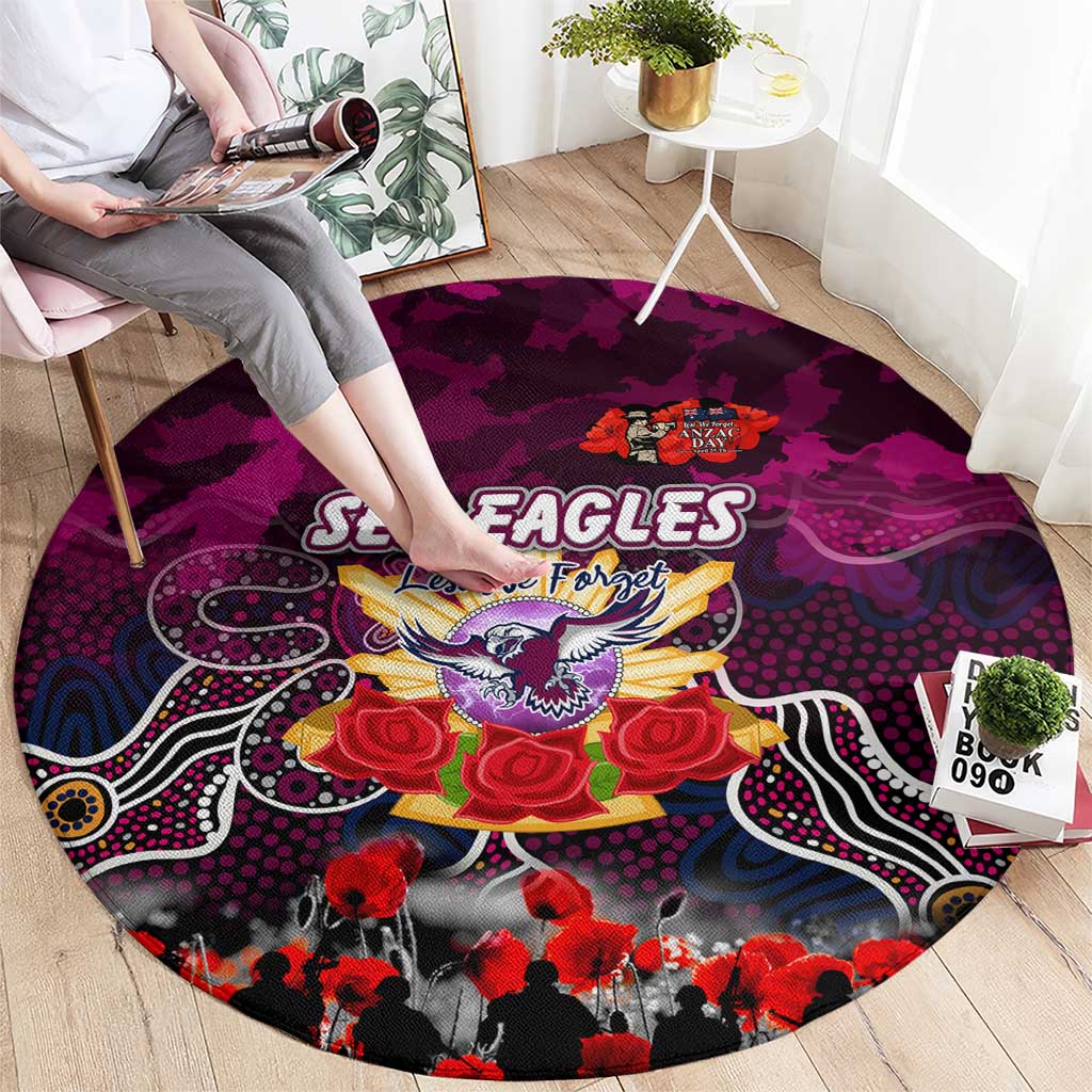Sea Eagles ANZAC Day Round Carpet Australian Army - Lest We Forget