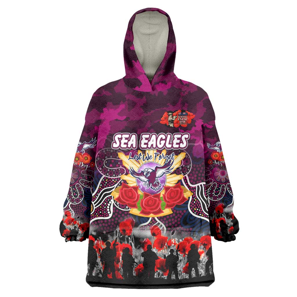 Personalized Sea Eagles ANZAC Day Wearable Blanket Hoodie Australian Army - Lest We Forget