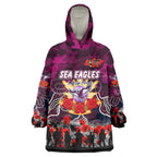 Personalized Sea Eagles ANZAC Day Wearable Blanket Hoodie Australian Army - Lest We Forget