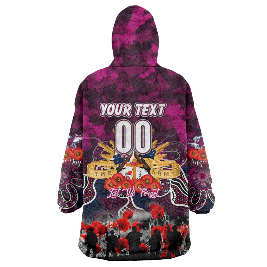 Personalized Sea Eagles ANZAC Day Wearable Blanket Hoodie Australian Army - Lest We Forget
