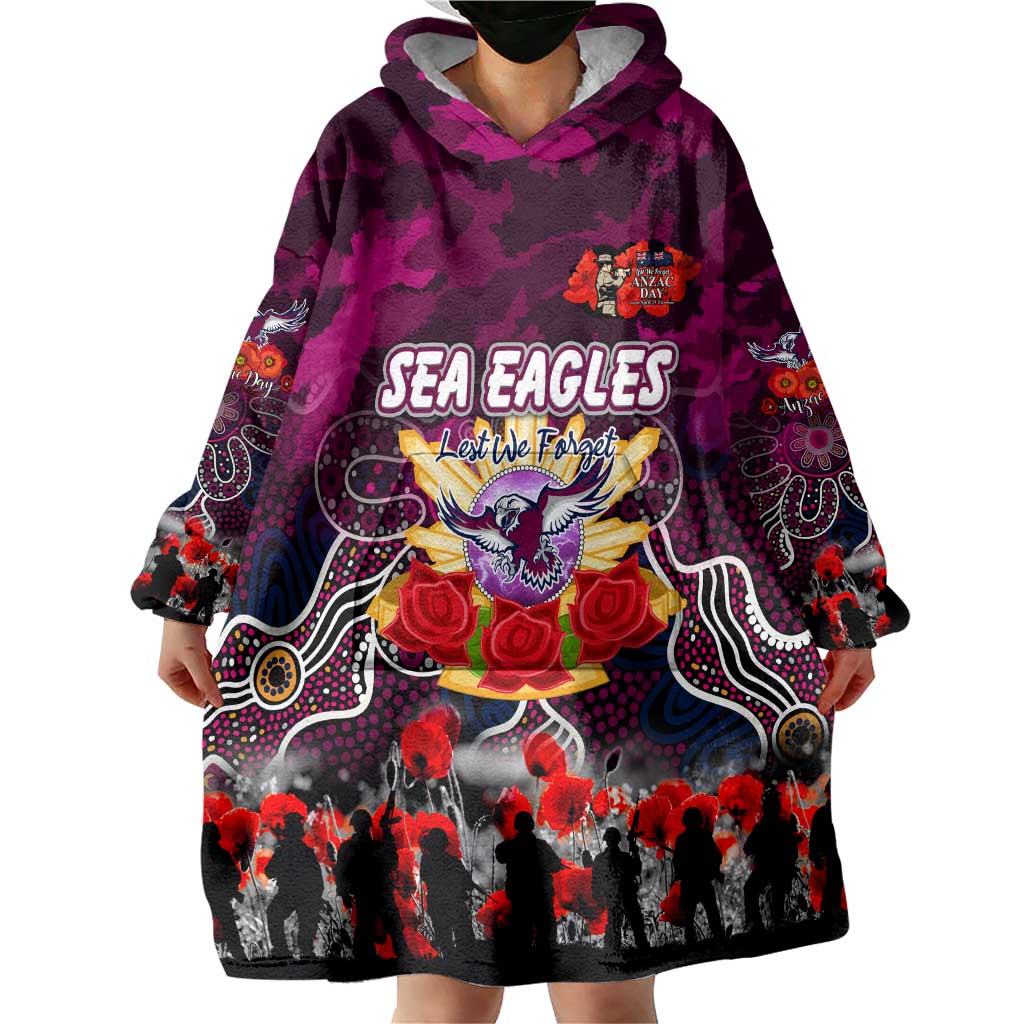 Personalized Sea Eagles ANZAC Day Wearable Blanket Hoodie Australian Army - Lest We Forget