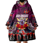 Personalized Sea Eagles ANZAC Day Wearable Blanket Hoodie Australian Army - Lest We Forget