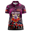 Personalized Sea Eagles ANZAC Day Women Polo Shirt Australian Army - Lest We Forget