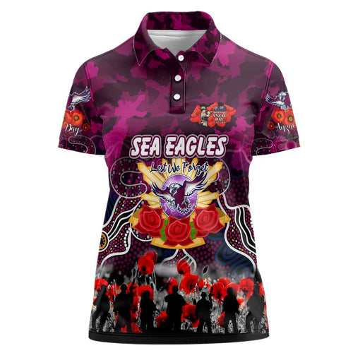 Personalized Sea Eagles ANZAC Day Women Polo Shirt Australian Army - Lest We Forget