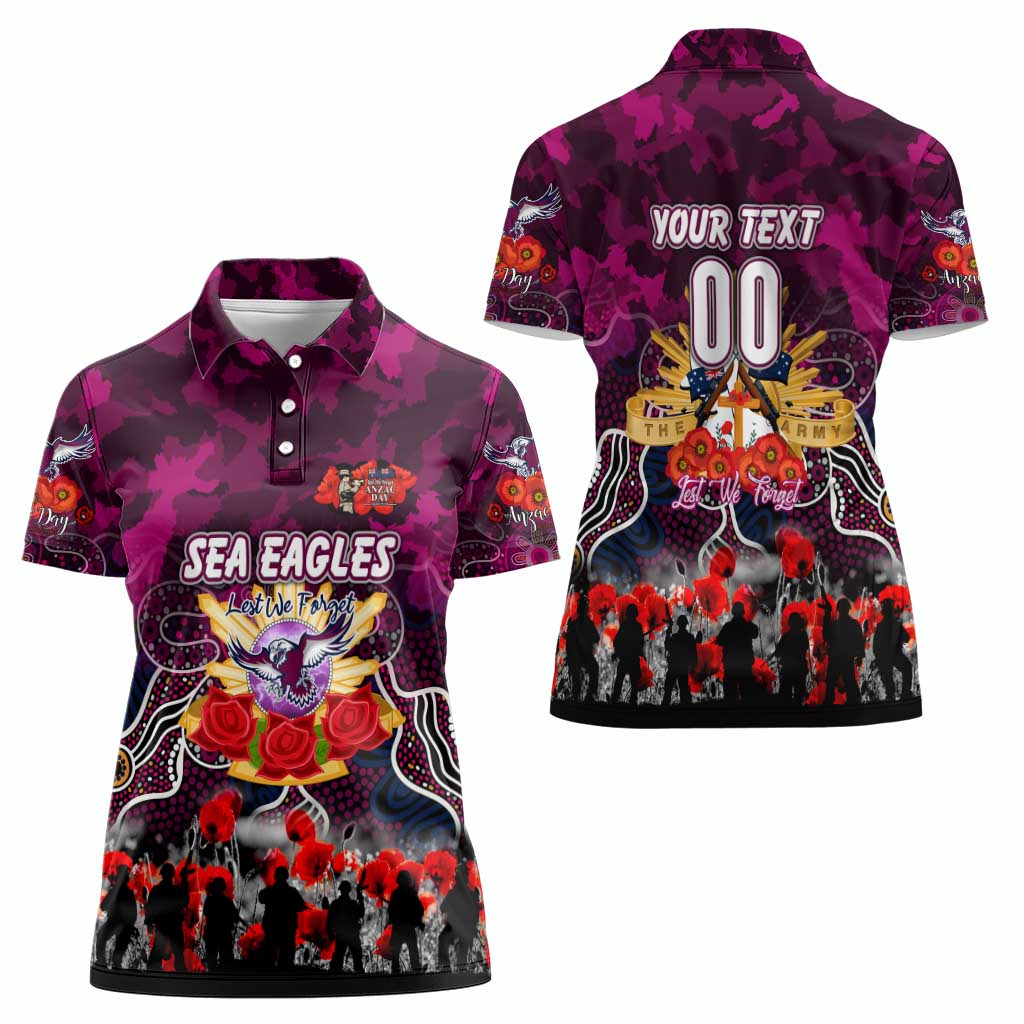 Personalized Sea Eagles ANZAC Day Women Polo Shirt Australian Army - Lest We Forget