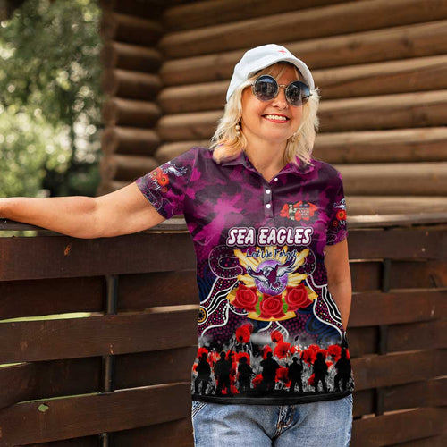 Personalized Sea Eagles ANZAC Day Women Polo Shirt Australian Army - Lest We Forget