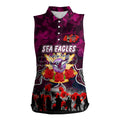 Personalized Sea Eagles ANZAC Day Women Sleeveless Polo Shirt Australian Army - Lest We Forget