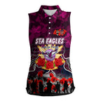Personalized Sea Eagles ANZAC Day Women Sleeveless Polo Shirt Australian Army - Lest We Forget