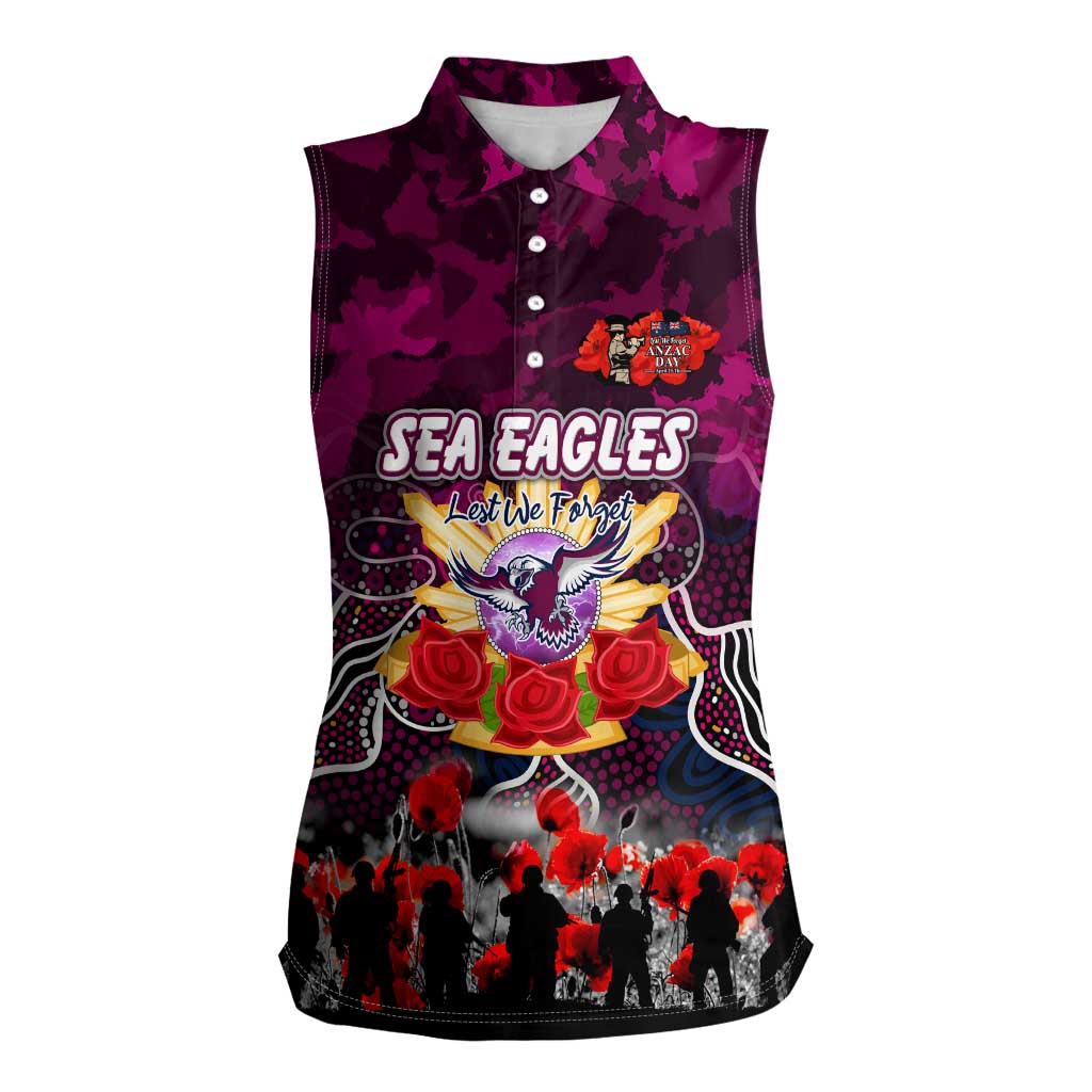 Personalized Sea Eagles ANZAC Day Women Sleeveless Polo Shirt Australian Army - Lest We Forget