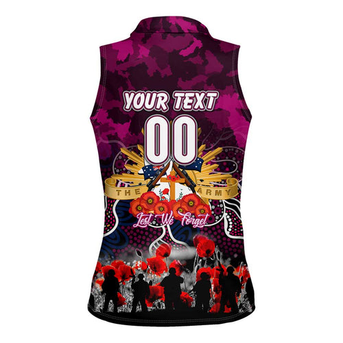 Personalized Sea Eagles ANZAC Day Women Sleeveless Polo Shirt Australian Army - Lest We Forget