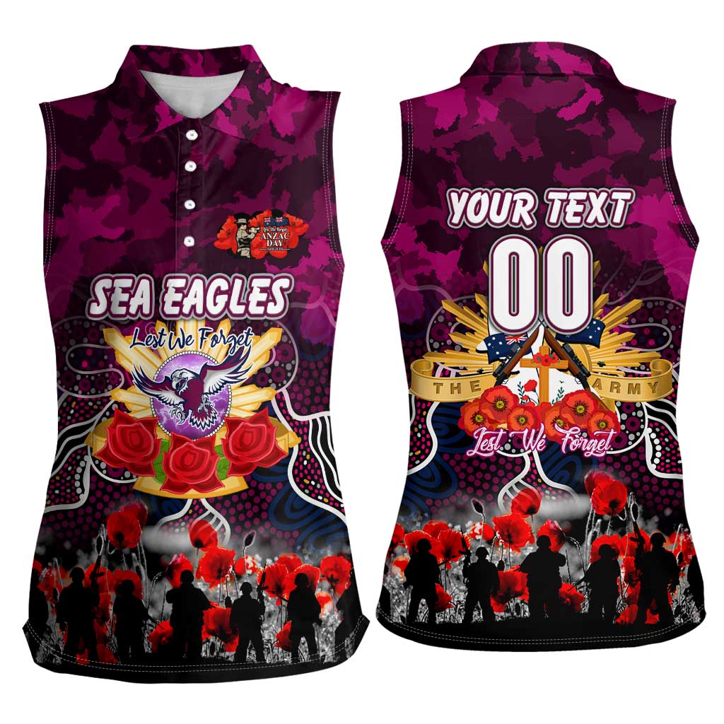 Personalized Sea Eagles ANZAC Day Women Sleeveless Polo Shirt Australian Army - Lest We Forget