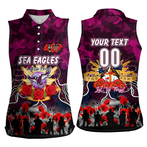 Personalized Sea Eagles ANZAC Day Women Sleeveless Polo Shirt Australian Army - Lest We Forget