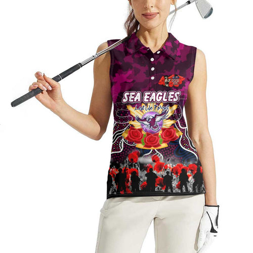 Personalized Sea Eagles ANZAC Day Women Sleeveless Polo Shirt Australian Army - Lest We Forget