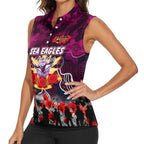 Personalized Sea Eagles ANZAC Day Women Sleeveless Polo Shirt Australian Army - Lest We Forget
