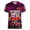 Personalized Sea Eagles ANZAC Day Women V-Neck T-Shirt Australian Army - Lest We Forget