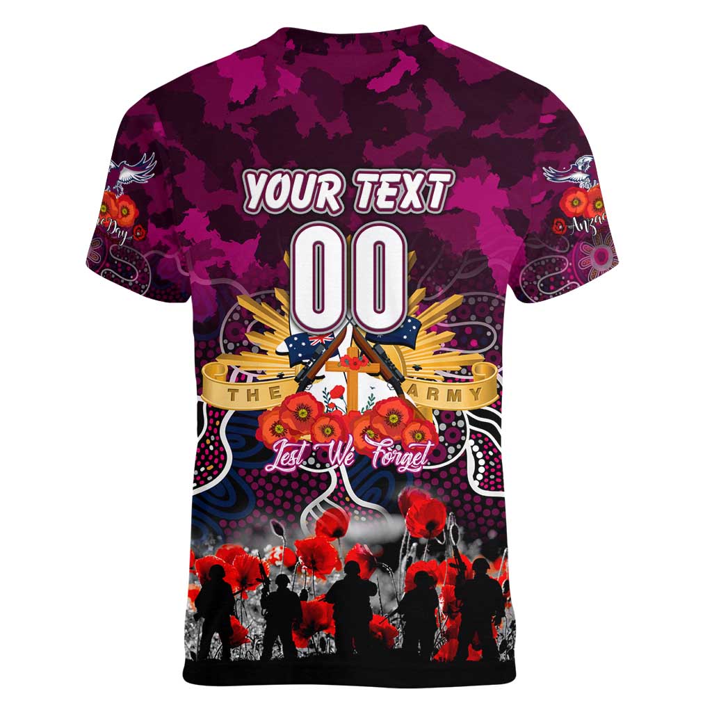 Personalized Sea Eagles ANZAC Day Women V-Neck T-Shirt Australian Army - Lest We Forget