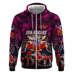 Personalized Sea Eagles ANZAC Day Zip Hoodie Australian Army - Lest We Forget