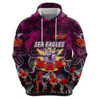 Personalized Sea Eagles ANZAC Day Zip Hoodie Australian Army - Lest We Forget
