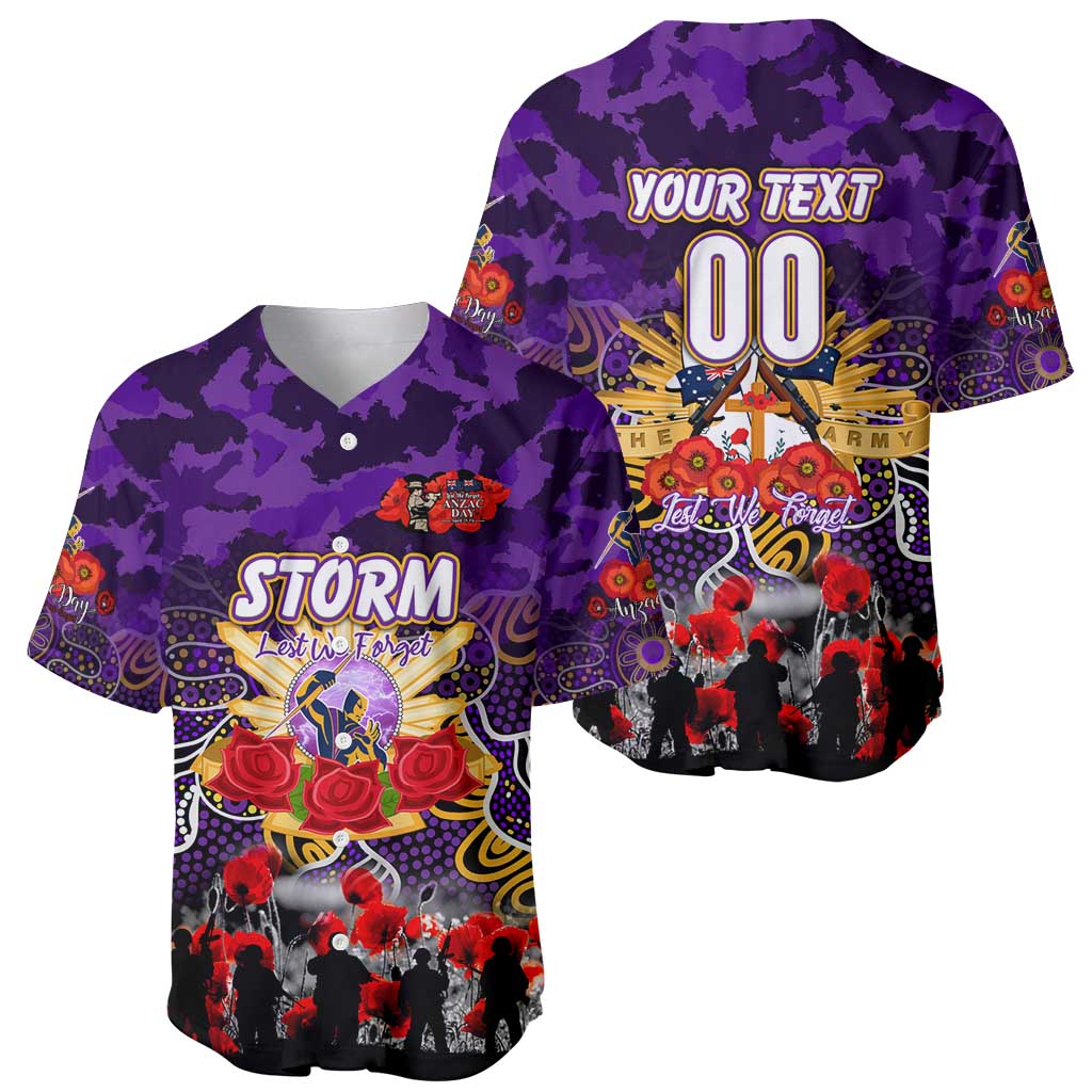 Personalized Storm ANZAC Day Baseball Jersey Australian Army - Lest We Forget