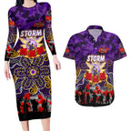 Personalized Storm ANZAC Day Couples Matching Long Sleeve Bodycon Dress and Hawaiian Shirt Australian Army - Lest We Forget