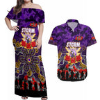 Personalized Storm ANZAC Day Couples Matching Off Shoulder Maxi Dress and Hawaiian Shirt Australian Army - Lest We Forget