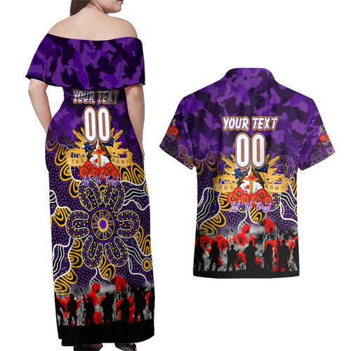 Personalized Storm ANZAC Day Couples Matching Off Shoulder Maxi Dress and Hawaiian Shirt Australian Army - Lest We Forget