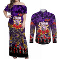 Personalized Storm ANZAC Day Couples Matching Off Shoulder Maxi Dress and Long Sleeve Button Shirt Australian Army - Lest We Forget