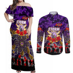 Personalized Storm ANZAC Day Couples Matching Off Shoulder Maxi Dress and Long Sleeve Button Shirt Australian Army - Lest We Forget