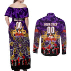 Personalized Storm ANZAC Day Couples Matching Off Shoulder Maxi Dress and Long Sleeve Button Shirt Australian Army - Lest We Forget