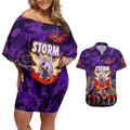 Personalized Storm ANZAC Day Couples Matching Off Shoulder Short Dress and Hawaiian Shirt Australian Army - Lest We Forget