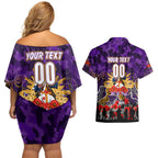 Personalized Storm ANZAC Day Couples Matching Off Shoulder Short Dress and Hawaiian Shirt Australian Army - Lest We Forget