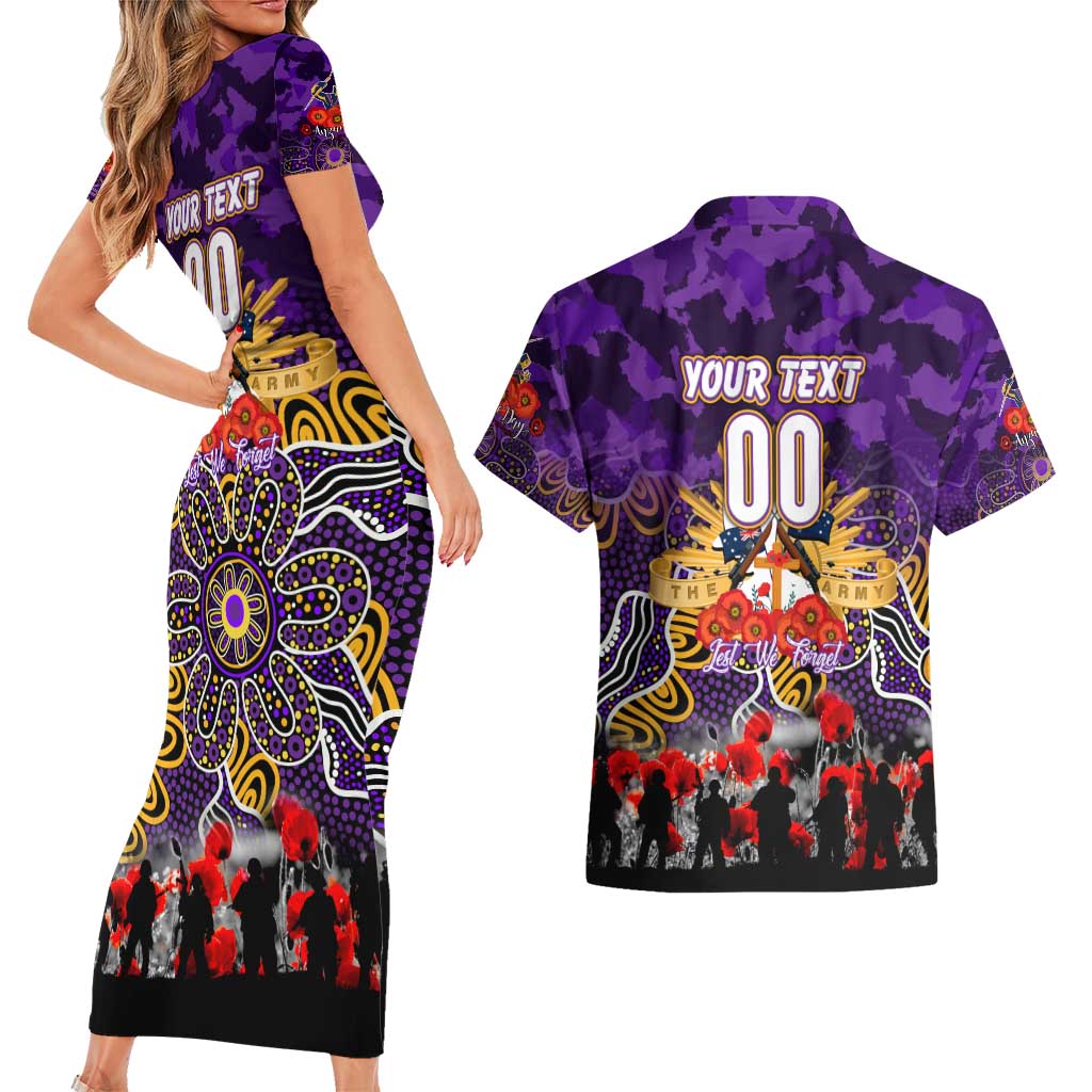 Personalized Storm ANZAC Day Couples Matching Short Sleeve Bodycon Dress and Hawaiian Shirt Australian Army - Lest We Forget