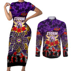 Personalized Storm ANZAC Day Couples Matching Short Sleeve Bodycon Dress and Long Sleeve Button Shirt Australian Army - Lest We Forget