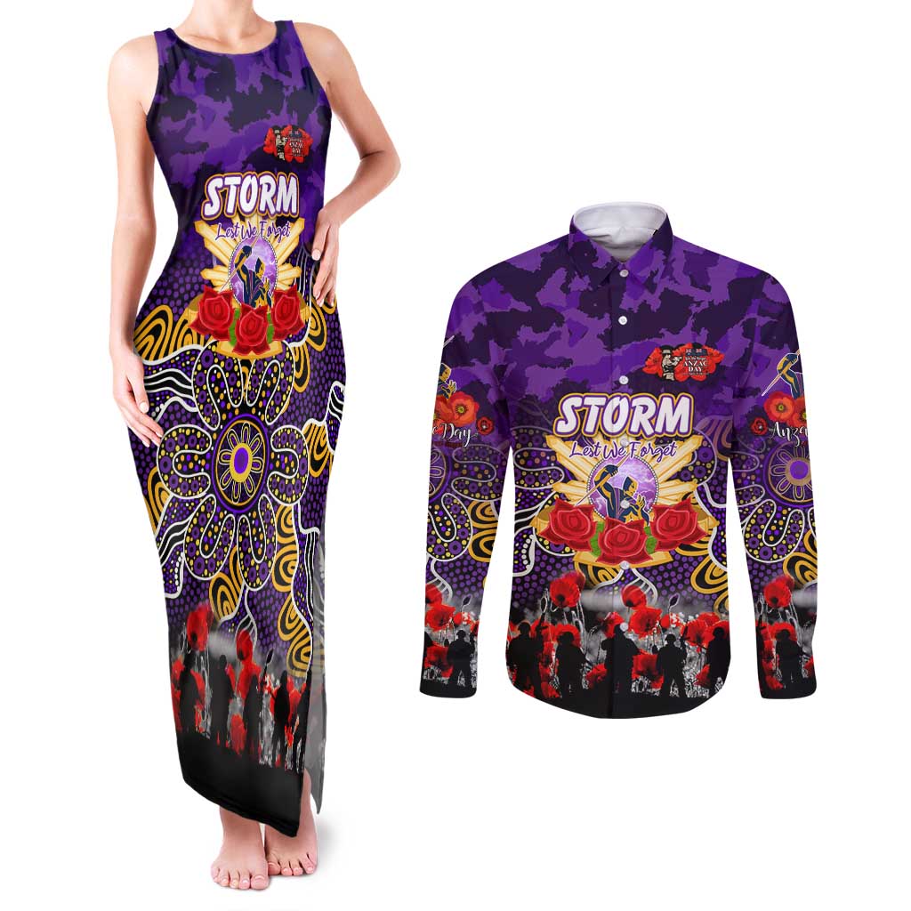 Personalized Storm ANZAC Day Couples Matching Tank Maxi Dress and Long Sleeve Button Shirt Australian Army - Lest We Forget