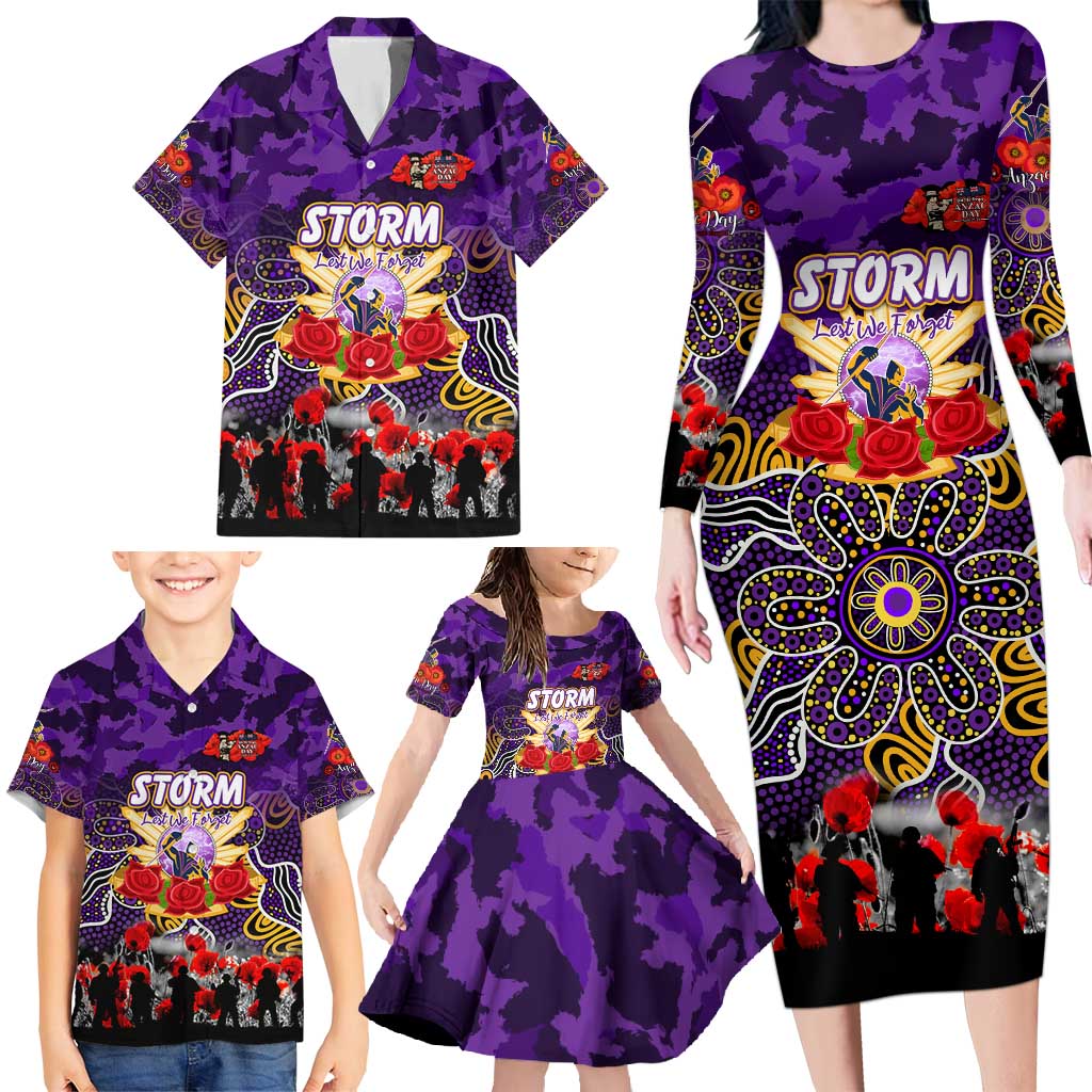 Personalized Storm ANZAC Day Family Matching Long Sleeve Bodycon Dress and Hawaiian Shirt Australian Army - Lest We Forget