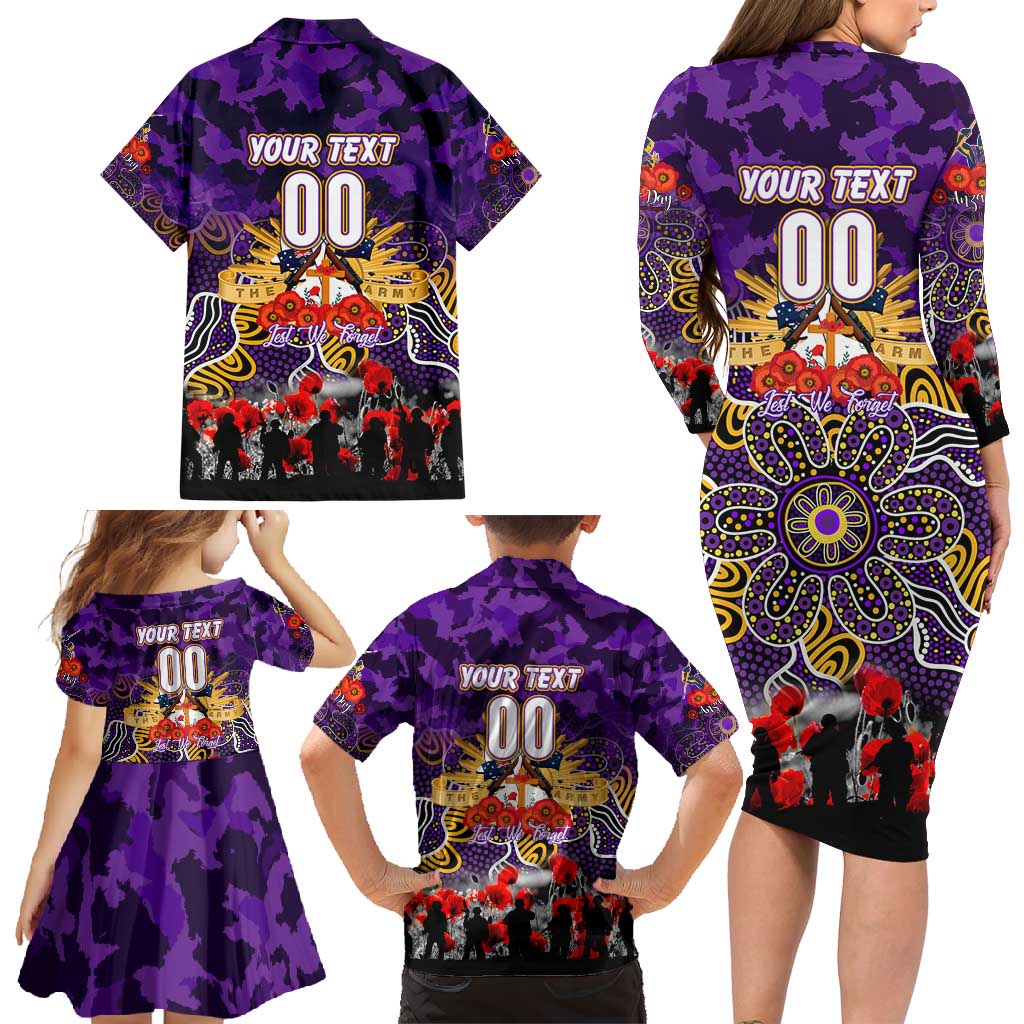 Personalized Storm ANZAC Day Family Matching Long Sleeve Bodycon Dress and Hawaiian Shirt Australian Army - Lest We Forget