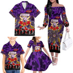 Personalized Storm ANZAC Day Family Matching Off The Shoulder Long Sleeve Dress and Hawaiian Shirt Australian Army - Lest We Forget