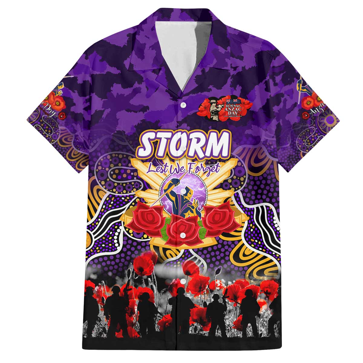 Personalized Storm ANZAC Day Family Matching Off The Shoulder Long Sleeve Dress and Hawaiian Shirt Australian Army - Lest We Forget
