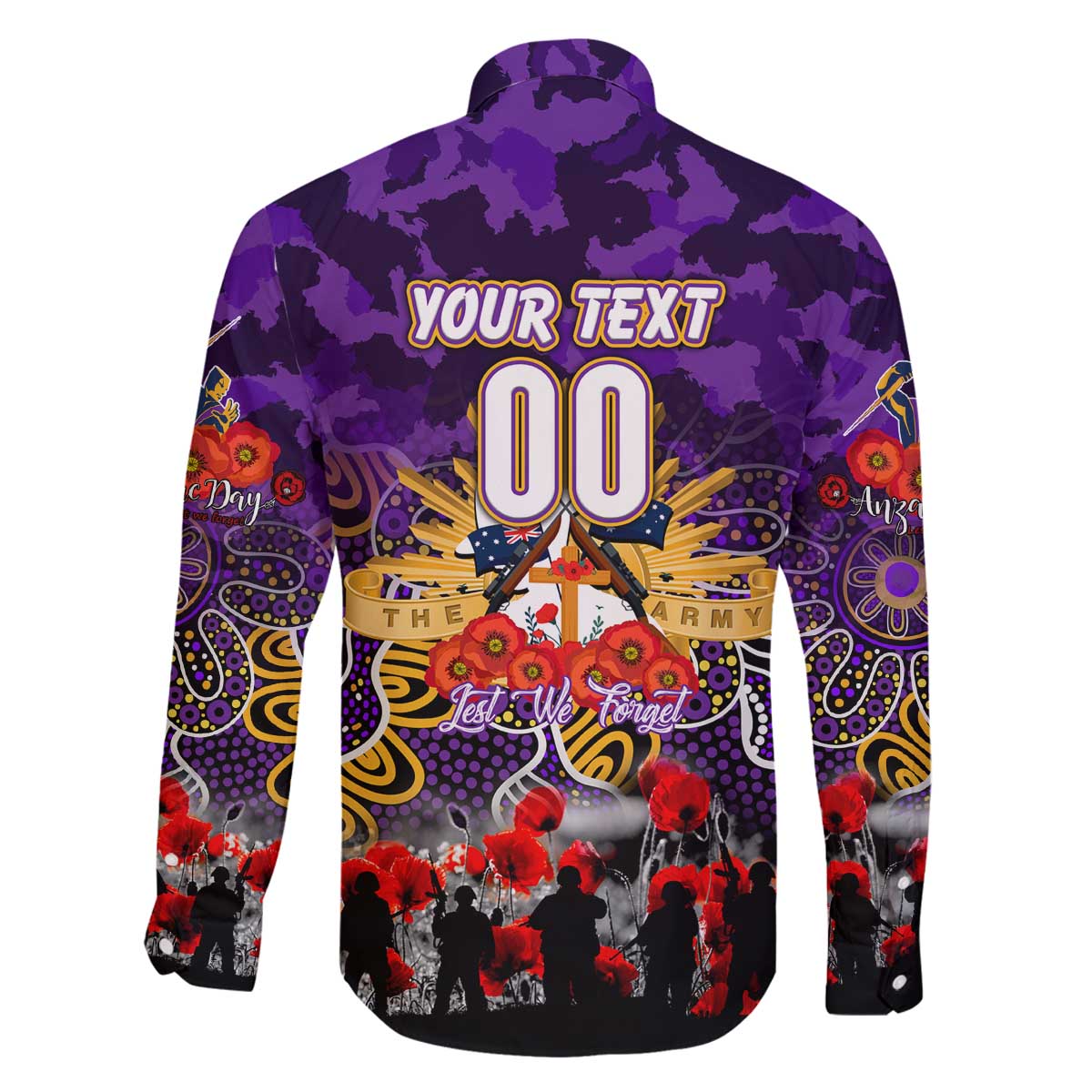 Personalized Storm ANZAC Day Family Matching Off The Shoulder Long Sleeve Dress and Hawaiian Shirt Australian Army - Lest We Forget