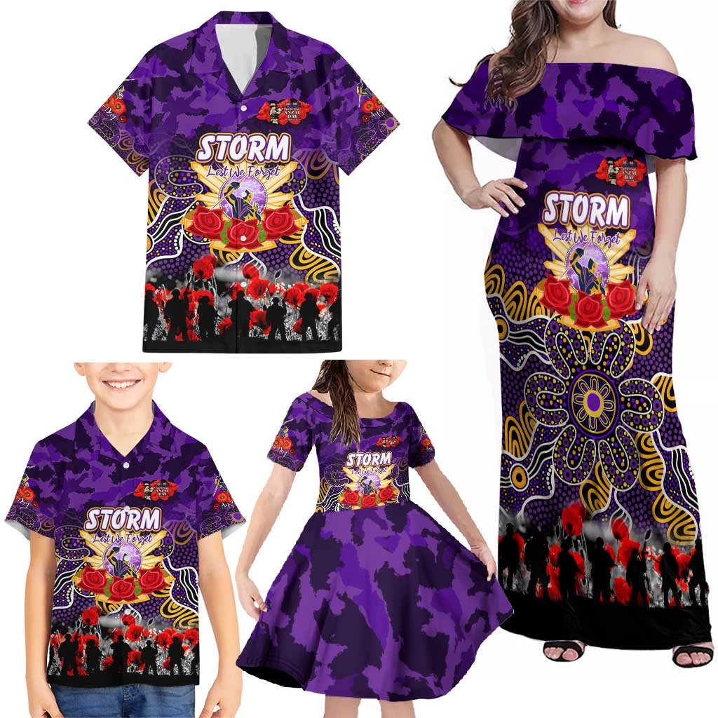 Personalized Storm ANZAC Day Family Matching Off Shoulder Maxi Dress and Hawaiian Shirt Australian Army - Lest We Forget