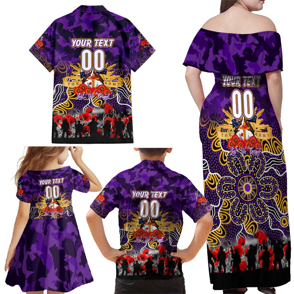 Personalized Storm ANZAC Day Family Matching Off Shoulder Maxi Dress and Hawaiian Shirt Australian Army - Lest We Forget