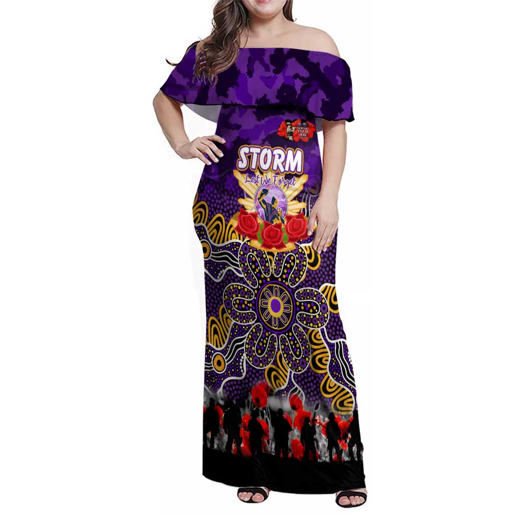 Personalized Storm ANZAC Day Family Matching Off Shoulder Maxi Dress and Hawaiian Shirt Australian Army - Lest We Forget