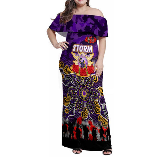 Personalized Storm ANZAC Day Family Matching Off Shoulder Maxi Dress and Hawaiian Shirt Australian Army - Lest We Forget