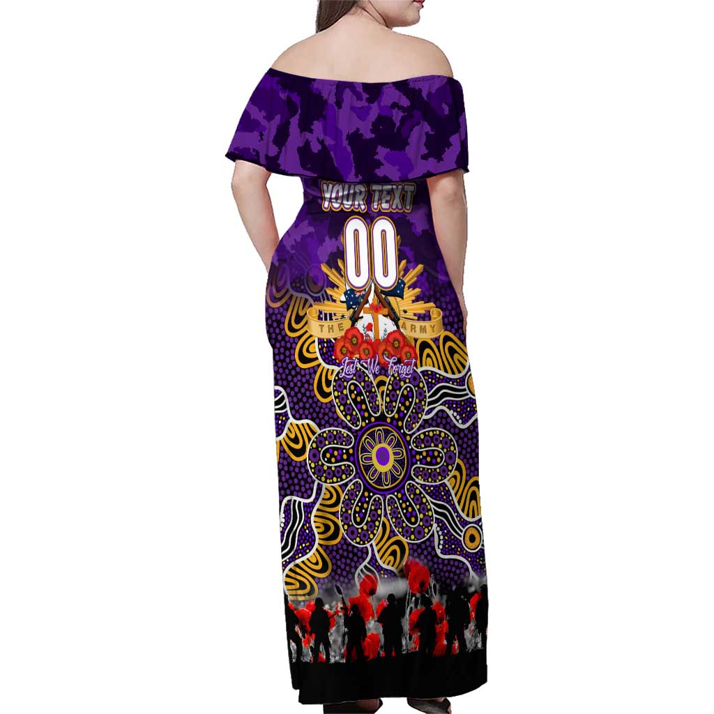 Personalized Storm ANZAC Day Family Matching Off Shoulder Maxi Dress and Hawaiian Shirt Australian Army - Lest We Forget